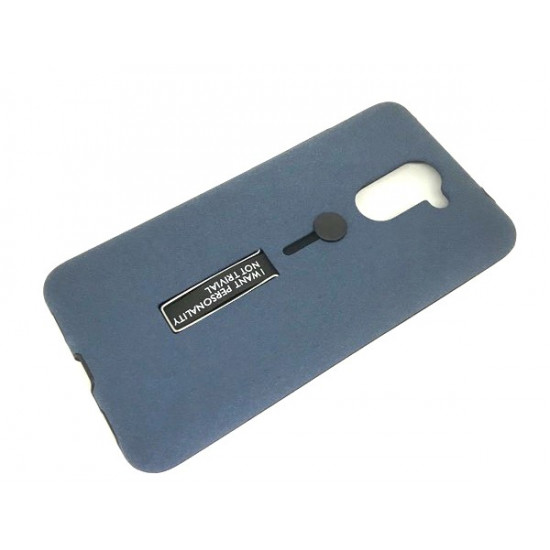 Cover Kickstand Matte With Finger Strap Huawei Y7 2017 Blue